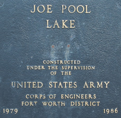 US Corp of Engineers Joe Pool Lake plaque